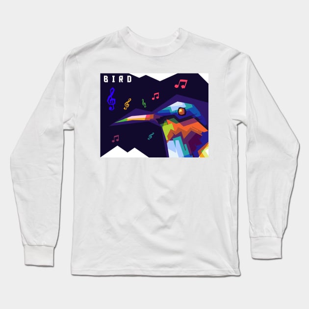 singing of the bird wpap pop art Long Sleeve T-Shirt by Rizkydwi